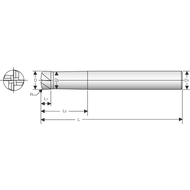 Hochvorschubfräser VHM 3° 4mm, L2=8mm, Z=4 R=0,4mm RockTec-65