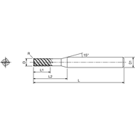 Torusfräser VHM AE-MS-H 3,0x7,5x15,4x60mm Z4 R0,2 DORORAY