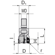 Einschraubfräser 90° 25mm/M 12 für 4 x XD..T 10T3