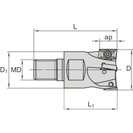 Hochleistungs-Aufschraubfräser 90° 32mm/M16 für 4 Fräsplatten AD.X 12..