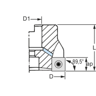 Eckfräser 89,5° 40x16x40mm, für 4 x SPMT 09T3