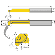 Schneideinsatz R070.5-15 Innenstechen und Fasen 5mm L1=15 Dmin=5,0mm CN45F