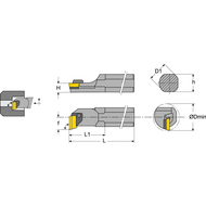 Bohrstange S25T CKUN-R 16, 93°, für KNUX1604..