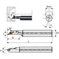 Bohrstange A08F SVJC-R-05 Anstellwinkel 52°, für VCGT 0501..