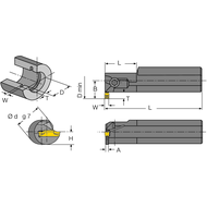 Bohrstange DGI-R-25-3 (Längsdrehen und Einstechen, innen) W=3mm