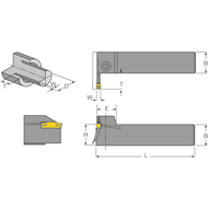 Klemmhalter DFCP-R 25-30-4 (Axial-Tief-Einstechen, Plandrehen, ø30-40mm) W=4mm