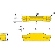 Stechwendeplatte DGTI-N 3,00-0,40 DC7400 (Innen-Längsdrehen, Einstechen) W=3mm