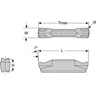 Stechwendeplatte DD-C-2 DC554 (Ab- und Einstechen) zweiseitig, W=2mm