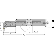 Bohrstange AH-R 619 25C 2 (Innendrehen und Einstechen) W=2,2mm, mit IK