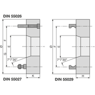 Flansch für DIN55027/KK6 Drehfutter 200mm,