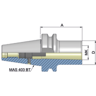 Zwischenhülse (DIN6364) MAS403AD BT40, MK1 A=50mm