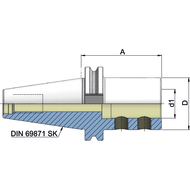 Werkzeugaufnahme für WP-Bohrer DIN69871AD SK40, d=20mm A=65mm D=40mm