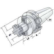 Quernut-Aufsteckdorn SK 40 - 16 - 35 ISO 7388-1 AD/AF mit Plananlage