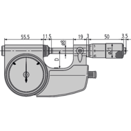 Feinzeiger-Messchraube 0-25mm D13 (0,001mm) IP54 Rückzughebel rechts