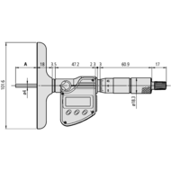 Tiefenmessschraube 0-150mm (0,001mm) digital Brücke 100x16mm, mit 6 Einsätzen