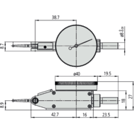 Fühlhebelmessgerät 0,14mm (0,001mm) Skala 0-70-0, Außenring-ø40mm