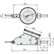 Fühlhebelmessgerät 1,6mm (0,01mm) Skala 0-40-0, Außenring-40mm geneigt