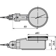 Fühlhebelmessgerät 0,8mm (0,01mm) Skala 0-40-0, Außenring-40mm universal
