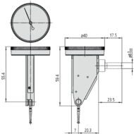 Fühlhebelmessgerät 0,2mm (0,002mm) Skala 0-100-0, Außenring-ø39mm, vertikal