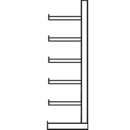 Kragarm-Einfachregal 2000x2700x500mm, 3 Ständer je 6 Arme Armlast 200kg