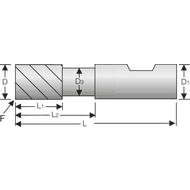 Alu-Bohrnutenfräser VHM 45° 16mm L2=42mm, Z=2, HB, Kantens.-Fase, TAC