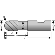 Radiusfräser VHM 35°/38° 5mm Z=4 lang, HB, TiAlN