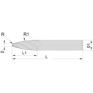 Kreissegmentfräser VHM ø2,0x24x70 mm, R1/95 Z4 tangential AlTiN