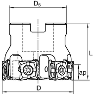 Tangential Eckfräser 90° ø50mm für 6 x XNMU 12