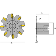 Scheibenfräser mit Gewinde 80 x M16, ap= 2mm, für 4 x GELCG..192002