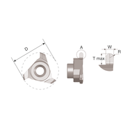 Schneidplatte C12 R11 Vollradius zum Stechfräsen W=2,2 (Größe 12mm) AMT7