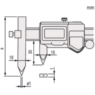 Sondermessschieber digital 10-160mm (0,01mm) IP67, zur Bohrungsabstandsmessung