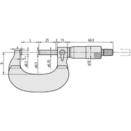 Bügelmessschraube 0-25mm (0,01mm) mit thermischer Isolierung, mit Ratsche