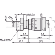 Einbaumessschraube 0-6,5mm (0,002mm) ballige Messfläche, mit Spannmutter