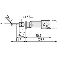 Einbaumessschraube 0-5mm (0,02mm) ballige Messfläche, ohne Spannmutter