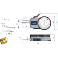 Innen-Schnelltaster 2,5-12,5mm (0,005mm) IP65, Messtiefe 12mm Schneide R0,1