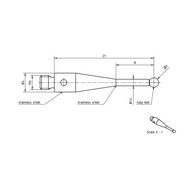 Taststift Edelstahl M3 S=2,0mm L=21,0mm Kugel Rubin