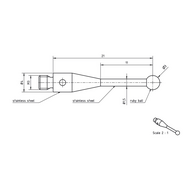 Taststift Edelstahl M3 S=4mm L=11mm Kugel Rubin