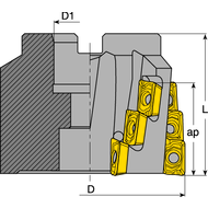 Schrupp-Wendelfräser 90° 40x16mm, für 12 Wendeplatten AP..1003