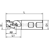 Schrupp-Wendelfräser 90° 20x86mm, Schaft-20mm, für 4 Wendeplatten AP..1003