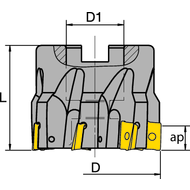 Eckfräser 90° 40x16x40mm, für 4 x AP..1604..