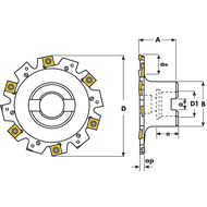 Scheibenfräser mit Bund 100x27mm, ap= 4mm, für 12 x SNHX1102T