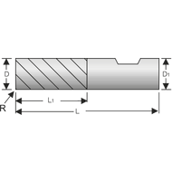 Schruppfräser VHM 35/38° 8mm Z=4 HB, TiAlN