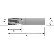 Gewindefräser VHM Ww55° 11 Gang/Zoll, L1=24,2mm D1=12mm, TiAlN