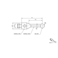 Taststift Edelstahl M2 S=2,0mm L=10mm Kugel Rubin