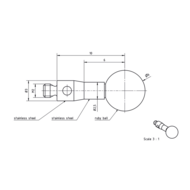 Taststift Edelstahl M2 S=6,0mm L=10mm Kugel Rubin