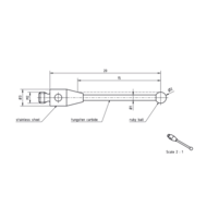 Taststift Wolframcarbid M2 S=2,0 L=20mm Kugel Rubin