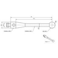 Taststift Edelstahl M2 S=3,0mm L=20mm Kugel Rubin