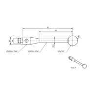 Taststift Edelstahl M2 S=4,0mm L=20mm Kugel Rubin (entspr. A-5000-4161)