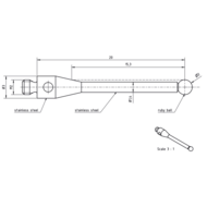 Taststift Edelstahl M2 S=2,0mm L=20mm Kugel Rubin (entspr. A-5000-3603)