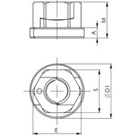6333SB-M10 AMF-TWINNUT-Mutter, mit Bund, Größe= M10, A=4